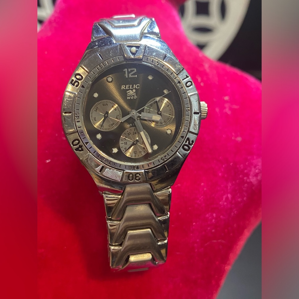 Men’s Relic Wet By‎ Fossil Silver and Black Chronograph Watch